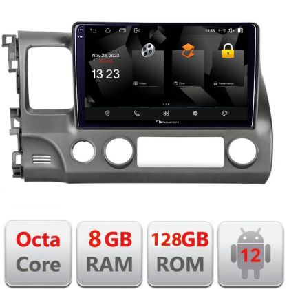 Navigatie Honda Civic Sedan 5960Pro-044 Android Octa Core Qualcomm 2K Qled 8+128 DTS DSP 360 4G Optical