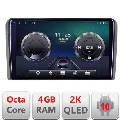 Navigatie Audi A3 8P C-049 Android Octa Core Ecran 2K QLED GPS 4G 4+32GB 360 KIT-049+EDT-E409-2K