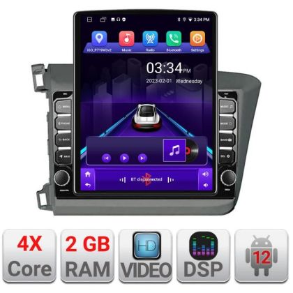 Navigatie Honda Civic Sedan K-132 ecran tip TESLA 9.7" cu Android Radio Bluetooth Internet GPS WIFI 2+32 DSP Quad Core