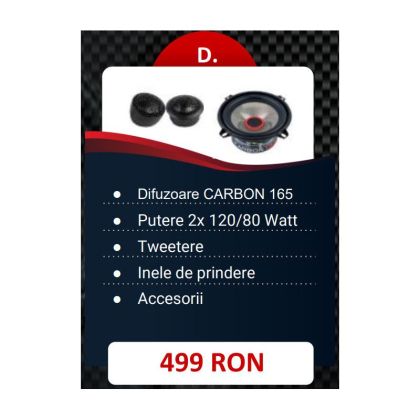 Pachet Difuzoare Audio System Component CARBON 165 pentru usile din fata