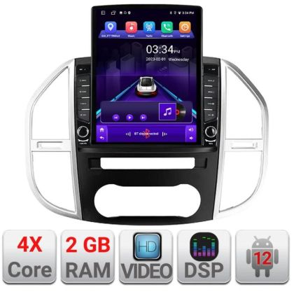 Navigatie Mercedes Vito w447 2016- Android radio gps internet quad core 2+32 ecran vertical 9.7" Kit-w447+EDT-E708