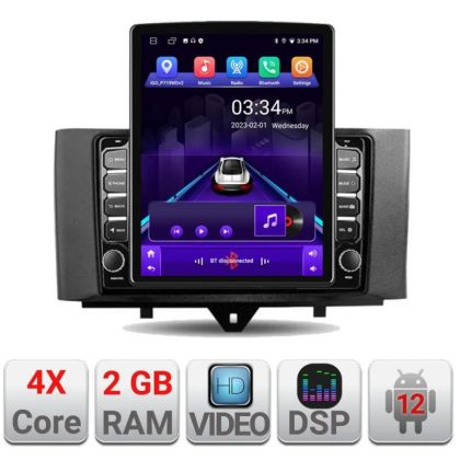 Navigatie Smart For Two 2010-2015 K-Smart10 ecran tip TESLA 9.7" cu Android Radio Bluetooth Internet GPS WIFI 2+32 DSP