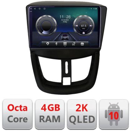 Navigatie Peugeot 207 C-PE01 Android Octa Core Ecran 2K QLED GPS 4G 4+32GB 360 KIT-PE01+EDT-E409-2K