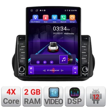 Navigatie Peugeot Bipper, CitroenNemo, Fiat Qubo 2008-2017 Android radio gps internet quad core 2+32 ecran vertical 9.7" Kit-bipper+EDT-E708 v1