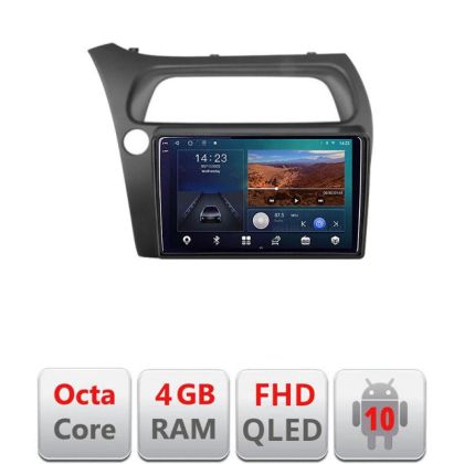 Navigatie Honda Civic Hatchback 2006-2012 B-hatchback Android Ecran QLED octa core 4+64 carplay android auto kit-hatchback+EDT-E309V3