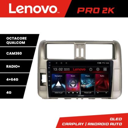 Navigatie Toyota Prado 2010-2013 Lenovo Kit-347 8 core QLED 2K 4+64 360 Android Waze USB Navigatie Internet Youtube Radio