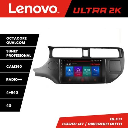 Navigatie Kia Rio 2011-2013 Lenovo Kit-204 8 core QLED Qualcomm 4+64 360 Android Waze USB Navigatie Internet Youtube Radio