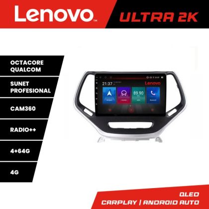 Navigatie Jeep Cherokee 2014-2019 Lenovo Kit-248 8 core QLED Qualcomm 4+64 360 Android Waze USB Navigatie Internet Youtube Radio