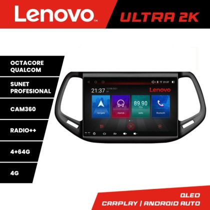 Navigatie Jeep Compass 2017 Lenovo Kit-739 8 core QLED Qualcomm 4+64 360 Android Waze USB Navigatie Internet Youtube Radio