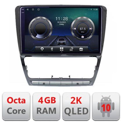 Navigatie Skoda Octavia 2 2005-2013 Manual C-005 Android Octa Core Ecran 2K QLED GPS 4G 4+32GB 360 KIT-005+EDT-E410-2K