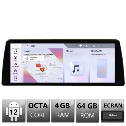 Navigatie BMW Seria 5 E60 2006-2012 cu ecran CIC Android ecran 12.3" 4+64 4G BT