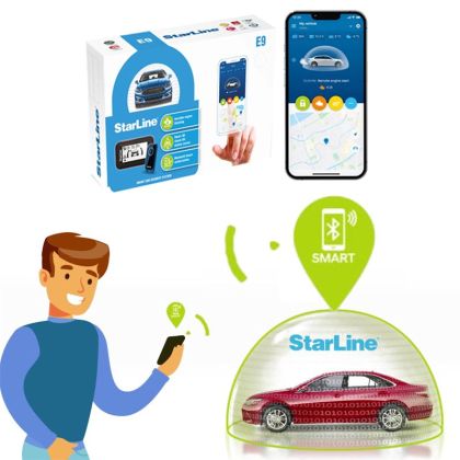 Alarmă auto smart Starline E9 v2 Mini, integrare CAN-OEM, functie pornire motor la distanță, pregatire pager, Bluetooth