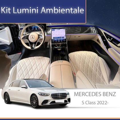 Lumini Ambientale difuzoare stalpi fata Mercedes Clasa S W223 control pe sistemul original sau telefon