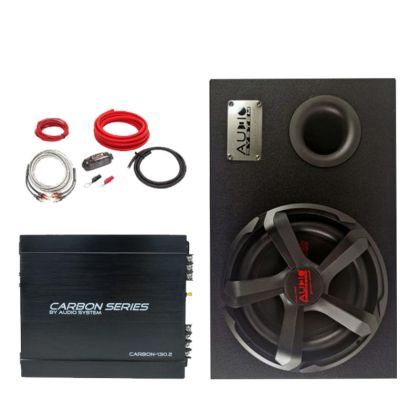 Pachet bass Audio System CARBON-10-130.2, difuzor 10 inch, 25 cm, 250 watts rms, cu kit de cabluri