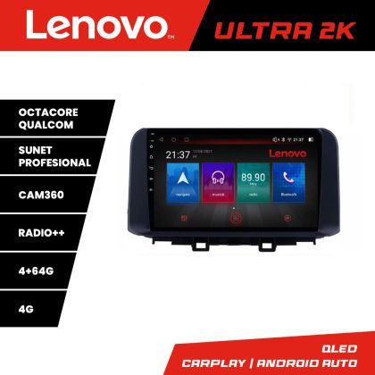 Navigatie Hyundai Kona Lenovo Kit-1058 8 core QLED Qualcomm 4+64 360 Android Waze USB Navigatie Internet Youtube Radio