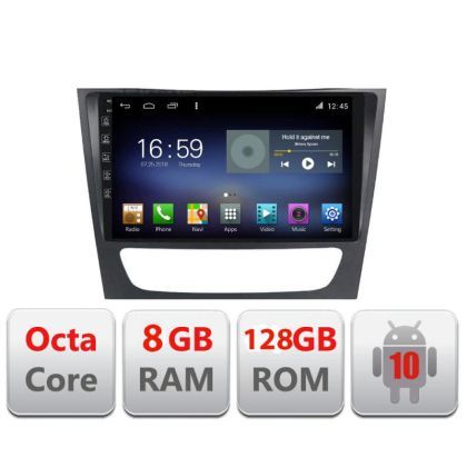 Navigatie Mercedes W211 W219 F-090 Octa Core cu Android Radio Bluetooth Internet GPS WIFI DSP 8+128GB 4G