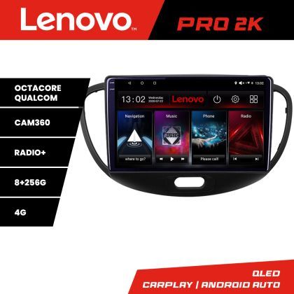 Navigatie Hyundai I10 2007-2013 Android radio gps internet 8 core QLED 2K 8+256 360 Lenovo