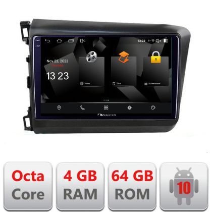 Navigatie Honda Civic 2012-2015 5510-132 Android Octa Core 720p 4+64 DSP 360 camera carplay android auto