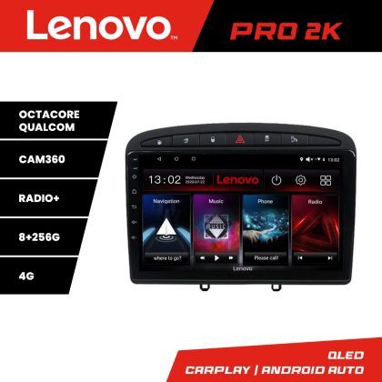 Navigatie Peugeot 308 Quad Core Lenovo Kit-038 8 core QLED 2K 8+256 360 Android Waze USB Navigatie Internet Youtube Radio