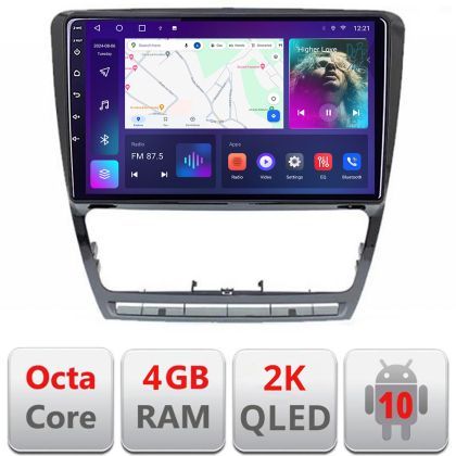 Navigatie Skoda Octavia 2 2005-2013 Manual C-005 Android Octa Core Ecran 2K QLED GPS 4G 4+32GB 360 KIT-005+EDT-E410-2K