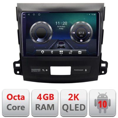 Navigatie Mitsubishi Outlander 2010 C-056 Android Octa Core Ecran 2K QLED GPS 4G 4+32GB 360 KIT-056+EDT-E409-2K