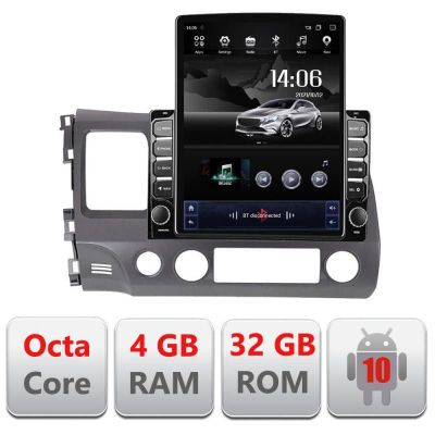 Navigatie Honda Civic 2005-2011 H-044 ecran tip TESLA 9.7" cu Android Radio Bluetooth Internet GPS WIFI 4+32GB DSP 4G