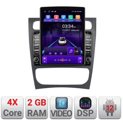 Navigatie Mercedes C W203 2000-2004 K-clk ecran tip TESLA 9.7" cu Android Radio Bluetooth Internet GPS WIFI 2+32 DSP Q