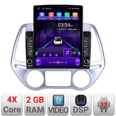 Navigatie HHyundai I20 2011-2014 manual si automat Android radio gps internet quad core 2+32 ecran vertical 9.7" Kit-i20-2012+EDT-E708