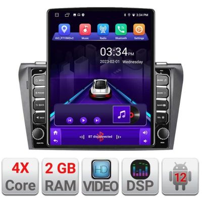 Navigatie Mazda 3 2004-2009 K-161 ecran tip TESLA 9.7" cu Android Radio Bluetooth Internet GPS WIFI 2+32 DSP Quad Core