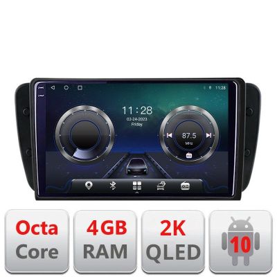 Navigatie Seat Ibiza 2008-2014 C-246 Android Octa Core Ecran 2K QLED GPS 4G 4+32GB 360 KIT-246+EDT-E409-2K