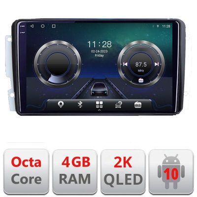 Navigatie Mercedes C 2001-2004 Vito Viano 2004-2006 C-171 Android Octa Core Ecran 2K QLED GPS 4G 4+32GB 360 KIT-171+EDT-E409-2K