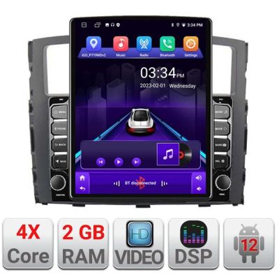 Navigatie Mitsubishi Pajero K-452 ecran tip TESLA 9.7" cu Android Radio Bluetooth Internet GPS WIFI 2+32 DSP Quad Core