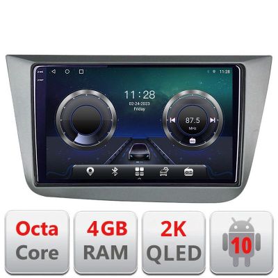 Navigatie Seat Leon 2005-2012 C-leon05 Android Octa Core Ecran 2K QLED GPS 4G 4+32GB 360 kit-leon5+EDT-E409-2K