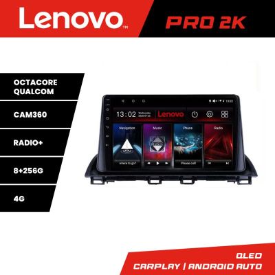 Navigatie Mazda 3 2014-2019 Lenovo Kit-463 8 core QLED 2K 8+256 360 Android Waze USB Navigatie Internet Youtube Radio