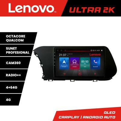 Navigatie Hyundai I20 2020- Lenovo Kit-i20 8 core QLED Qualcomm 4+64 360 Android Waze USB Navigatie Internet Youtube Radio