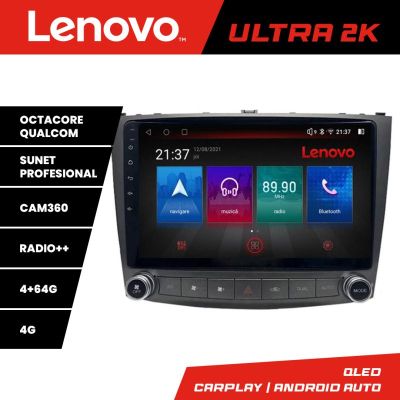 Navigatie Lexus IS 2005-2011 Lenovo Kit- IS 8 core QLED Qualcomm 4+64 360 Android Waze USB Navigatie Internet Youtube Radio