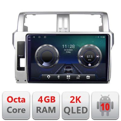 Navigatie Toyota Landcruiser J150 Prado 2014-2017 C-065 Android Octa Core Ecran 2K QLED GPS 4G 4+32GB 360 KIT-065+EDT-E410-2K