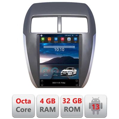 Navigație dedicată Tip Tesla Mitsubishi ASX Radio gps internet 8Core 4G carplay android auto 4+32 GB Kit-tesla-026+EDT-E420