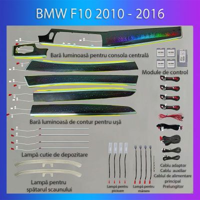 Lumini ambientale  BMW Seria 5 (F10) 2012-2017 set complet cu trimuri control telefon sau sistem original