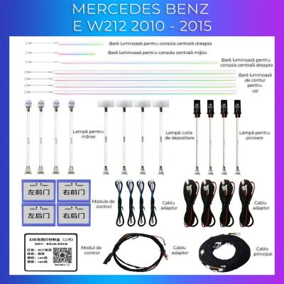 Lumini Ambientale trimuri usi picioare Mercedes E W212 CLS W218 control pe sistemul original sau telefon