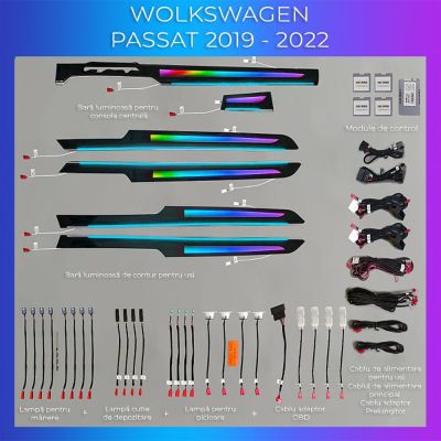 Lumini ambientale VW Passat 2019-2023 set complet control telefon sau sistem original