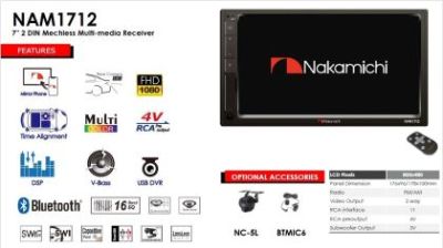 Receiver Nakamichi 2din cu bluetooth si mirrorlink ecran 7 inch capacitiv 4X50W max , 1 preout 4V