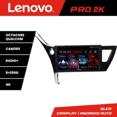 Navigatie Toyota Corolla 2017-Lenovo Kit-COROLLA17 8 core QLED 2K 8+256 360 Android Waze USB Navigatie Internet Youtube Radio