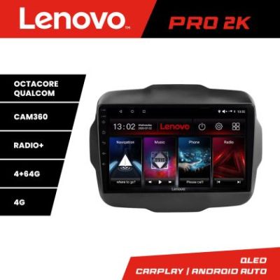 Navigatie Jeep Renegade 2015-2020 Lenovo Kit-500 8 core QLED 2K 4+64 360 Android Waze USB Navigatie Internet Youtube Radio