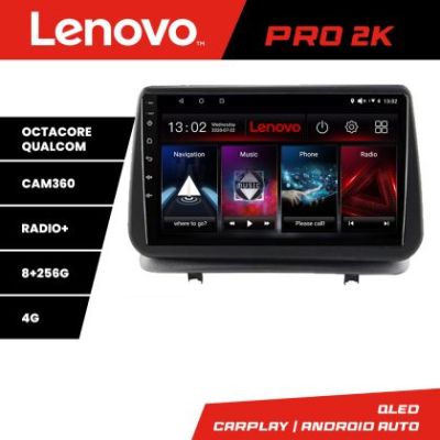 NavigatieRenault Clio 3 2005-2013 Lenovo Kit-Clio3 8 core QLED 2K 8+256 360 Android Waze USB Navigatie Internet Youtube Radio