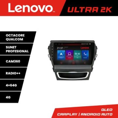 Navigatie Hyundai Santa Fe IX45 2012-2017 Lenovo Kit-209 8 core QLED Qualcomm 4+64 360 Android Waze USB Navigatie Internet Youtube Radio