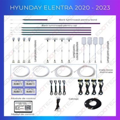 Lumini ambientale Hyundai Elentra 2020-2023 dedicat set complet control telefon sau sistem original