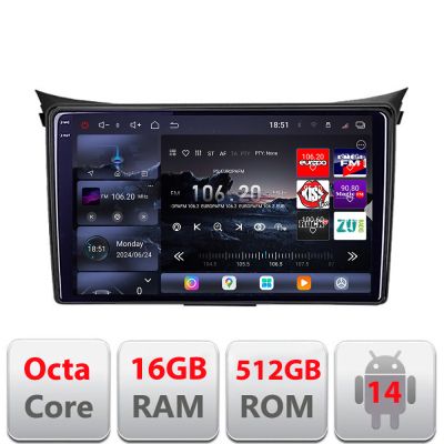 Navigatie Hyundai I30 2011-2016 8 core QLED 2K 12+256GB 360 Android Waze USB Navigatie Internet Youtube Radio Edotec