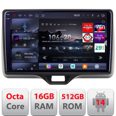 Navigatie Toyota Yaris 2020- Android radio gps internet 8 core QLED 2K 12+256GB 360 Edotec